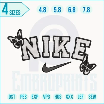 Nike With Butterfly Embroidery Design