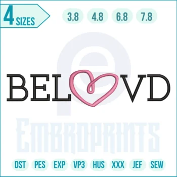 Beloved Word Text Embroidery Design