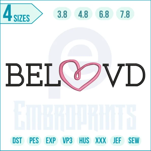 Beloved Word Text Embroidery Design