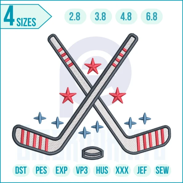 hockey sticks embroidery design
